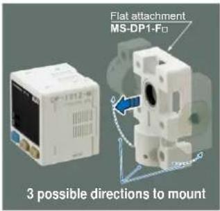 Flat attachment MS-DP1-F0 3 possible directions to mount