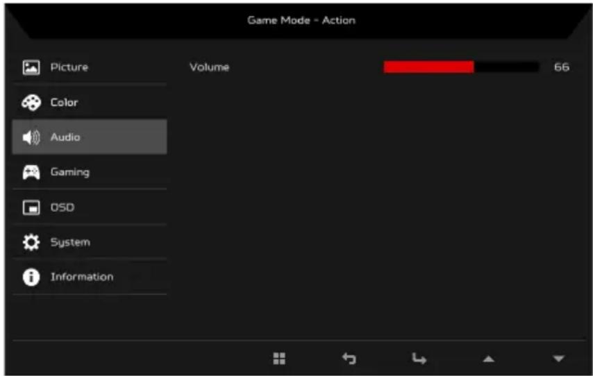 Game Mode - Action Picture Volume 66 Color Audio Gaming OSD System Information