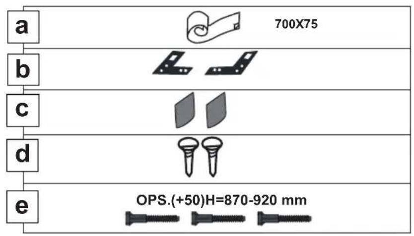 a 700X75 b c d e OPS.(+50)H=870-920 mm