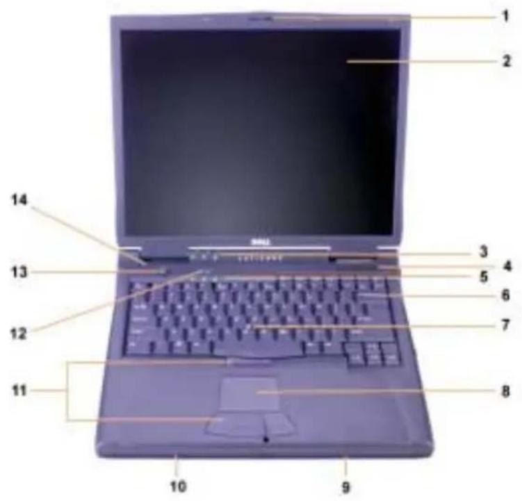 Laptop keyboard diagram with numbered parts for identification
