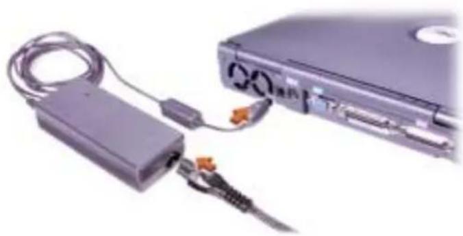 DELL Latitude C810 - Ansluta nätadaptern - 1