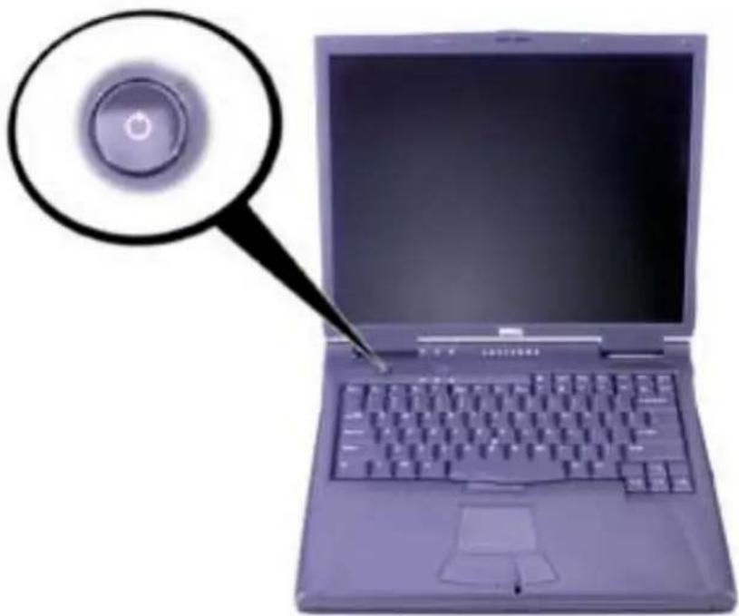 DELL Latitude C810 - Sådan tænder du for computeren - 1