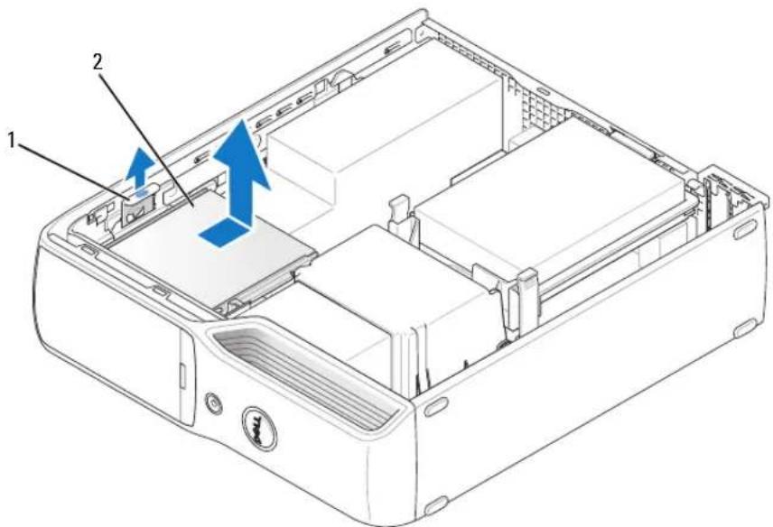 DELL Dimension 9200c - Fjernelse af en mediekortlæser - 2