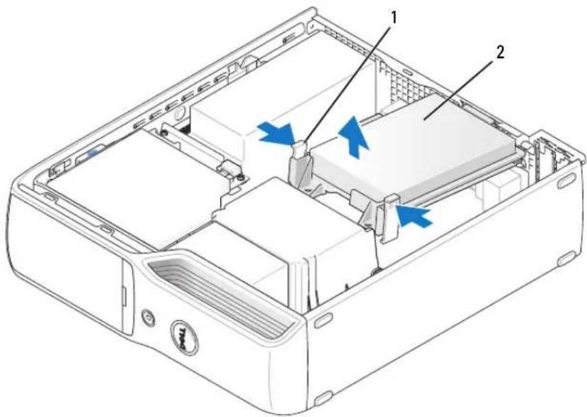 DELL Dimension 9200c - Fjernelse af en harddisk - 1