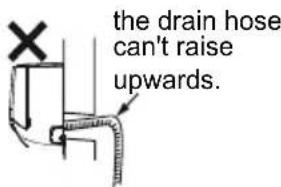 the drain hose can't raise upwards.
