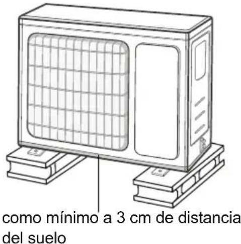 como mínimo a 3 cm de distancia del suelo