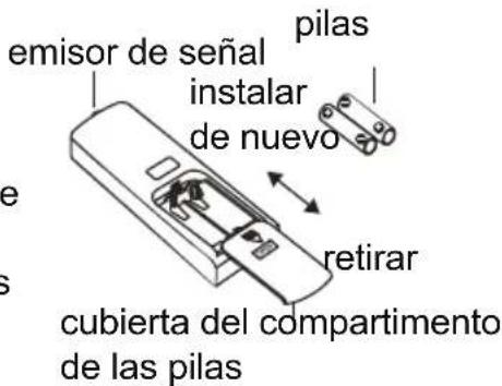 emisor de señal instalar de nuevo pilas retirar cubierta del compartimento de las pilas