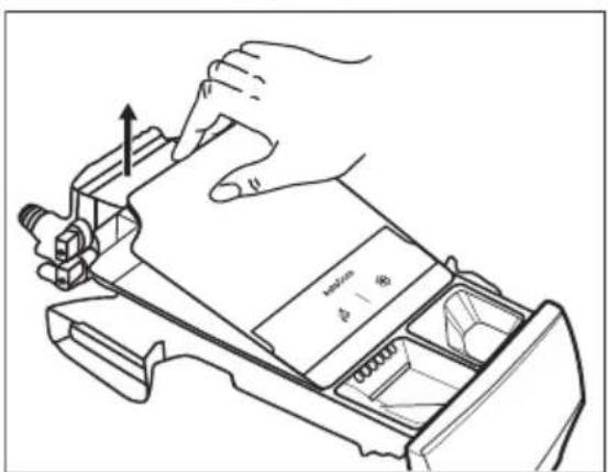 Technical diagram showing a hand pressing down on a mechanical component with Chinese label '###' and directional arrow.