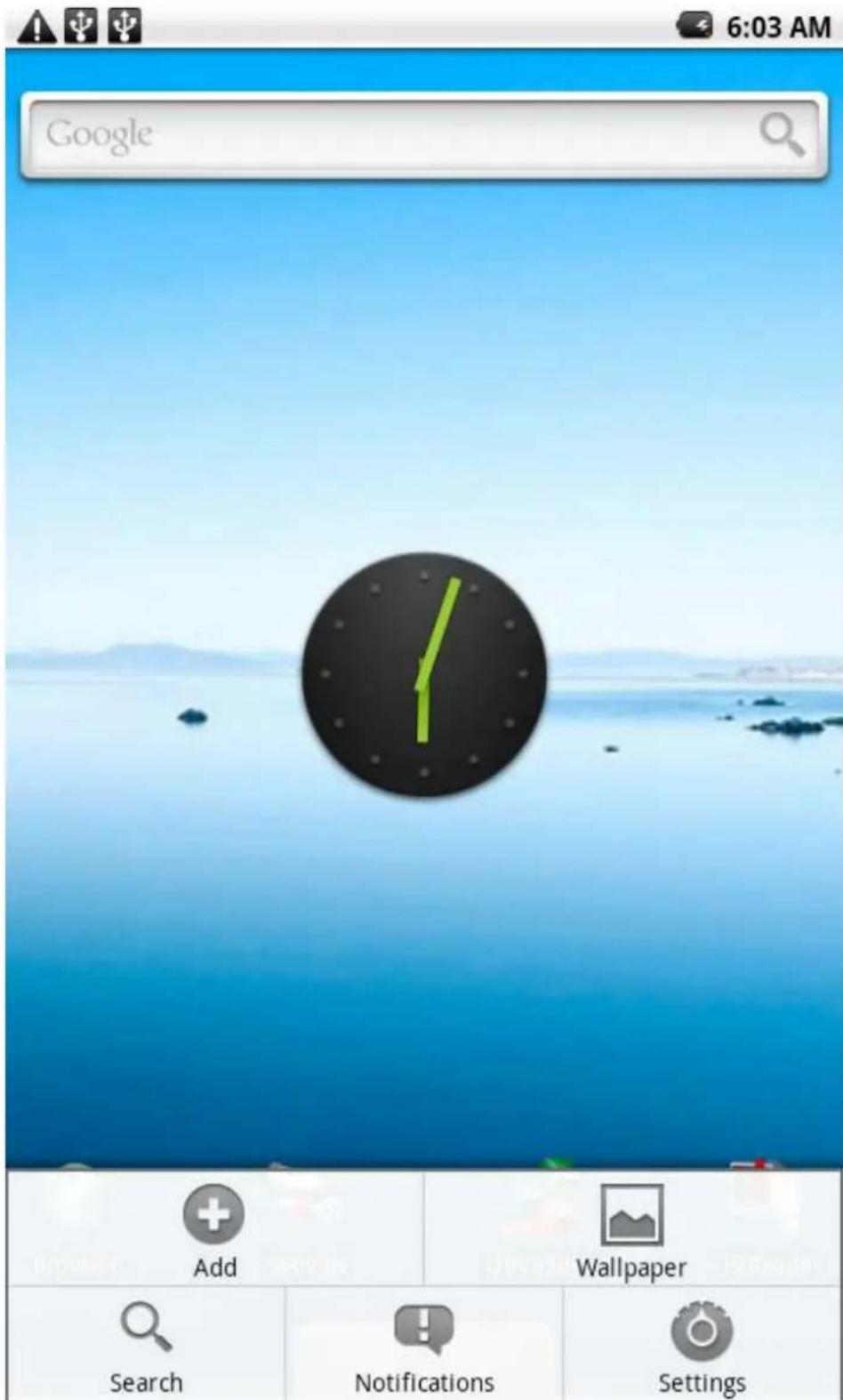 6:03 AM Google Add Wallpaper Search Notifications Settings