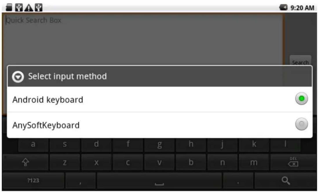 Select input method Android keyboard AnySoftKeyboard