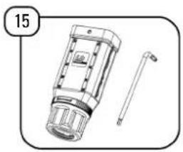 Technical line drawing of a mechanical device with a cylindrical shaft and a flanged end (no text or symbols)