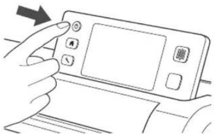 Line drawing of hands holding a smartphone with a finger pointing to the screen (no text or symbols visible)