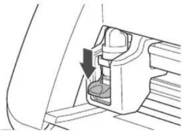 Mechanical component diagram showing a fastener inserted into a bracket (no text or symbols)