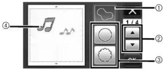 Screenshot of a music player interface with musical notes, control buttons, and playback controls labeled in Chinese.