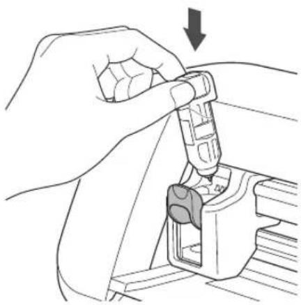 Illustration of a hand using a tool to adjust or install a mechanical component, with no visible text or symbols.