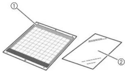 Diagram showing two labeled components of a grid-patterned panel or circuit board, with numbered annotations.