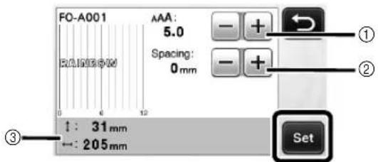 FO-A001 R:19854W ↑ : 31 mm ← : 205 mm AAA: 5.0 Spacing: 0 mm Set