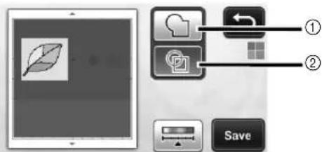 Screenshot of a mobile app interface showing a leaf icon, cloud folder, and save button with labeled arrows