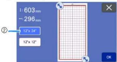 1: 603 mm - 296 mm ② 12" x 24" 12" x 12" OK