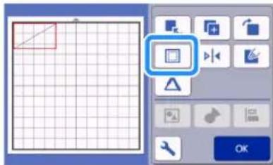Screenshot of a graphic design software interface showing a grid, selection tool, and toolbar with icons