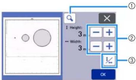 1 Height: 3 m ← Width: 3 m ① ② ③ OK