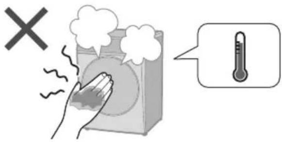 Illustration showing a hand emitting exhaust smoke next to a thermometer, with a 'X' symbol indicating no exhaust.