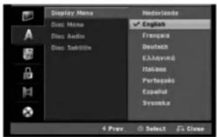 Display Menu Diss Mono Diss Audio Diss Subtitle Nederlands ✓ English Français Deutsch EÀlanyvirké Italomo Portugues Español Svenska 4 Prev. Select Close
