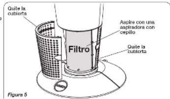 Quile la cubierta Filtro Aspire con una aspiradora con cepillo Quile la cubierta Figura 5