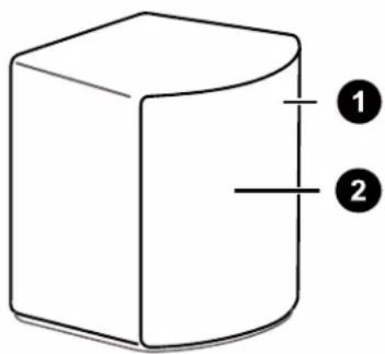 Diagram of a 3D cube with two labeled points (1 and 2) indicating specific edges or sections.
