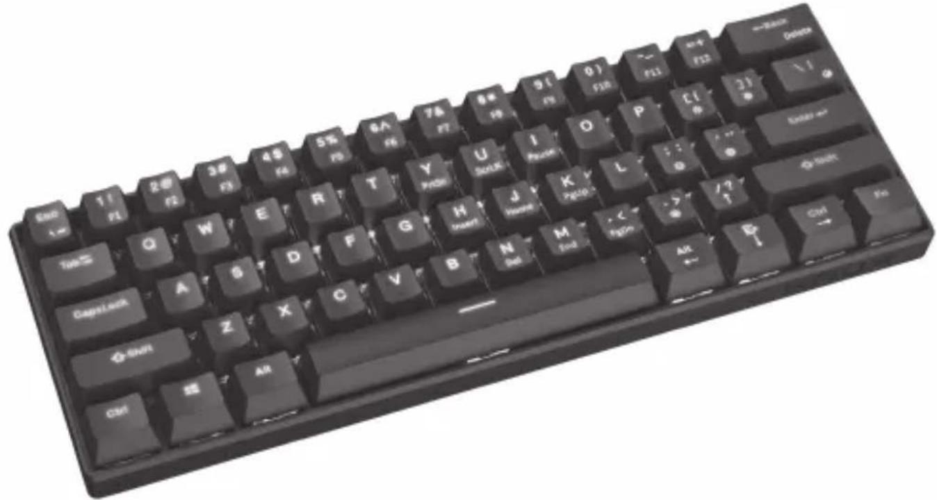 Black-and-white image of a computer keyboard with visible brand and model labels such as 'Close', 'Close', and various function keys.