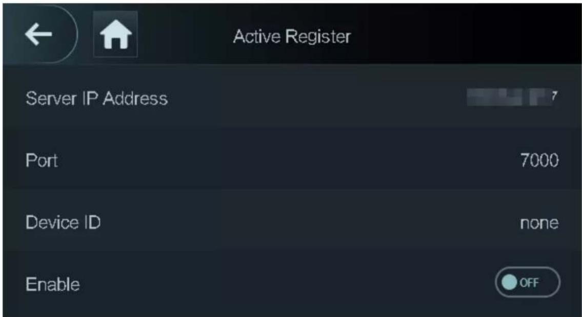Active Register Server IP Address Port 7000 Device ID none Enable OFF