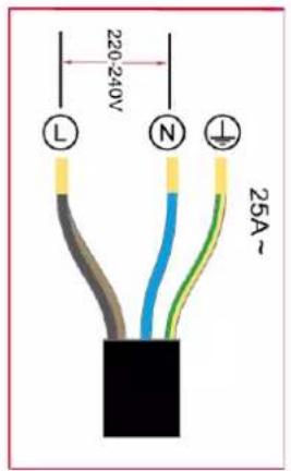 220-240V L N ⊥ 25A~