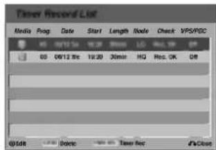 LG RH4920V - Kontrol af oplysninger til timer-optagelse - 1