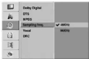 Dolby Digital DTS MPEG Sampling freq Vocal DRC