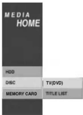 MEDIA HOME HDD DISC | TV(DVD) MEMORY CARD | TITLE LIST