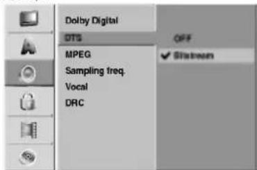 Dolby Digital OTS OFF MPEG Sampling freq. Vocal DRC ✓ Slakcreen