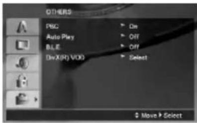 OTHERS PBC Auto Play BLE DivX(R) VOG On Off Off Select Move Select