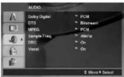 ALDO Doubry Digital PCM DTS Bitstream MPEG PCM Sample Freq Altice DRC On Vocal On Move Select