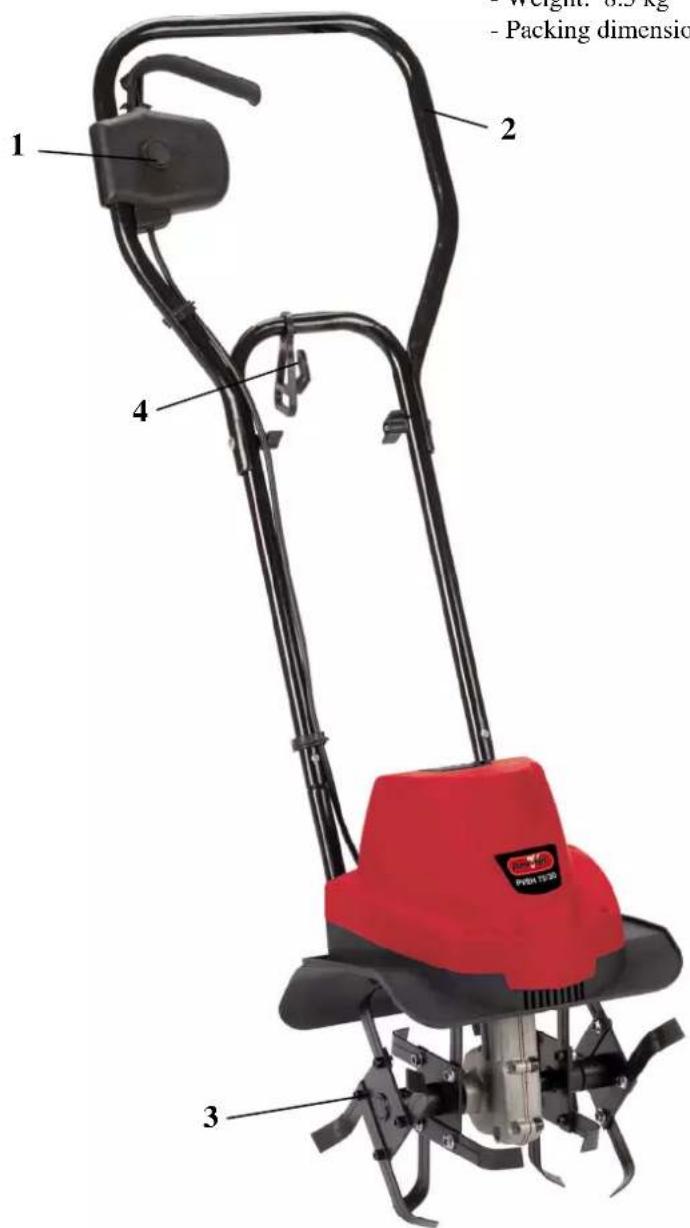 Weight: 6.5 kg - Packing dimension 1 2 4 3