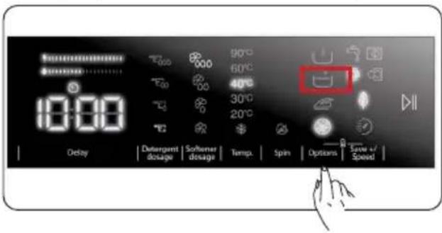 10:00 Delay Detergent dosage Softener dosage Temp. Spin Options Save / Speed