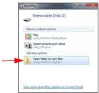 AutoPlay Removable Disk (1) Mixed content options Play using Windows Media Players Import pictures and videos using Windows General options Open folder to view files using Windows Explorer View more AutoPlay options in Control Panel