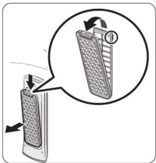 Illustration of a mobile phone with a magnified inset showing the device's internal structure (no text or symbols)