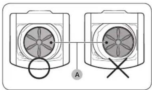 Diagram of two identical fan-shaped devices connected by a line, with a circle and cross mark indicating alignment (no text or symbols)