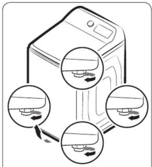 Diagram of a washing machine with three circular insets showing internal components (no text or symbols)