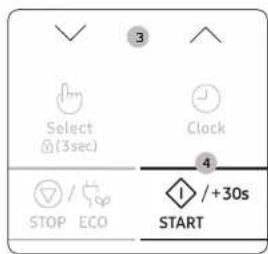 Select (3sec) Clock STOP ECO +30s START
