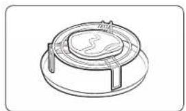 Technical line drawing of a mechanical component with a circular top and side supports (no text or symbols)