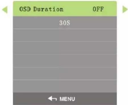 OSD Duration OFF 30S MENU