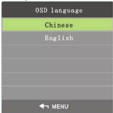 OSD language Chinese English MENU