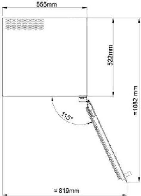 555mm 522mm ≈1082 mm 115° ≈ 819mm