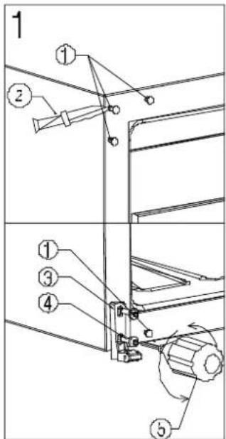 Technical diagram showing labeled mechanical components with numbered parts and directional arrows indicating motion or assembly.
